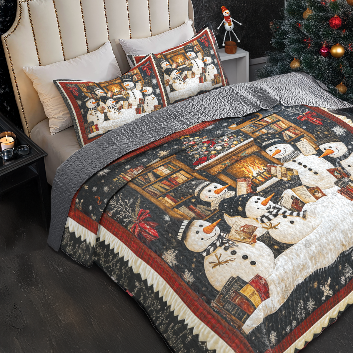 Shineful All Season Quilt 3-Piece Set Snowman Book Club