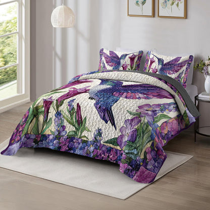 Shineful All Season Quilt 3-teiliges Set mit Blumenmuster, Kolibri 