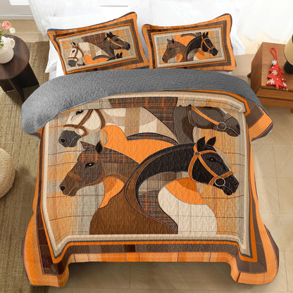 Shineful All Season Quilt 3-Piece Set Horse Timeless Elegance