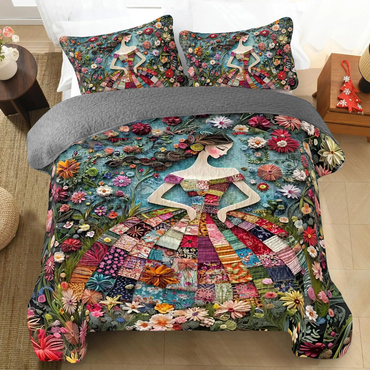 Shineful All Season Quilt 3-teiliges Set Floral Fantasy 