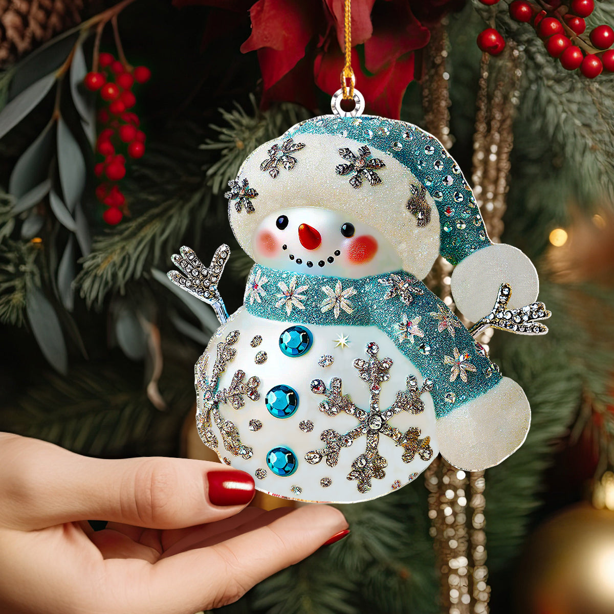 Shineful 2D Acrylic Ornament - Frosty Sparkle Snowman