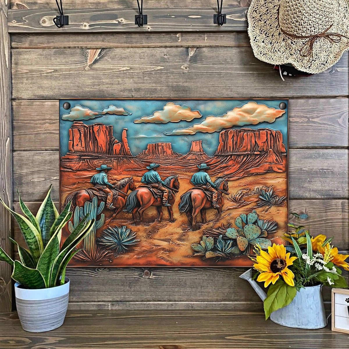 Shineful 2D Metal Sign Desert Trail Cowboy