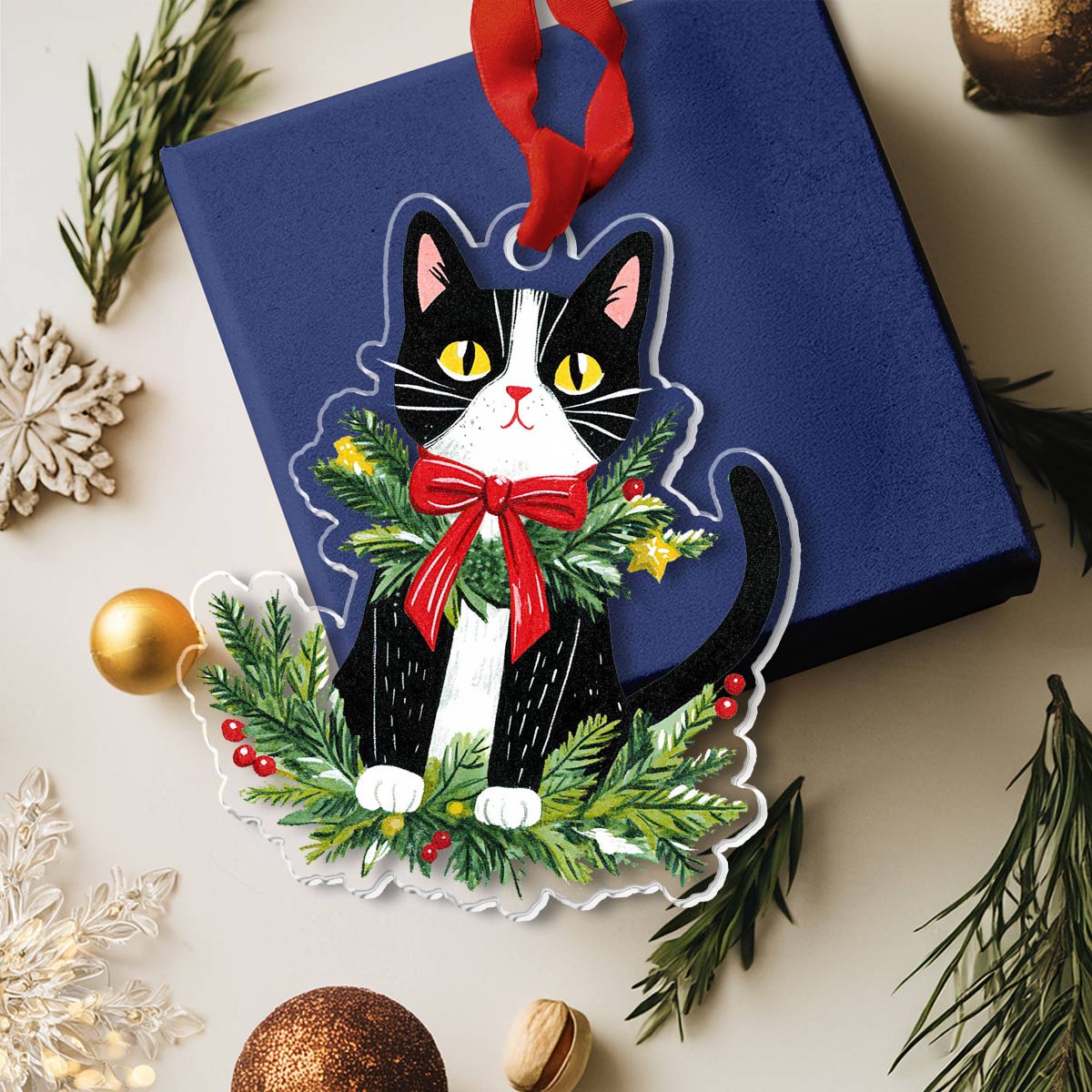 Shineful Acrylic Ornament Festive Feline