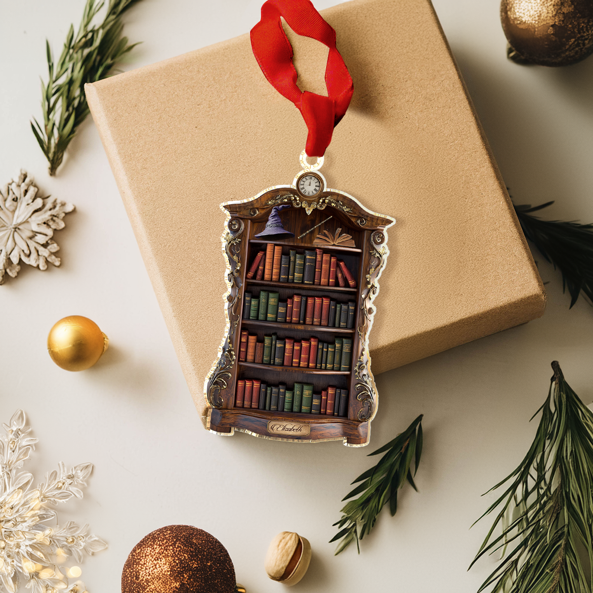 Shineful Personalisierte 2D Acryl Ornament Mystische Zauberer Bücherregal 