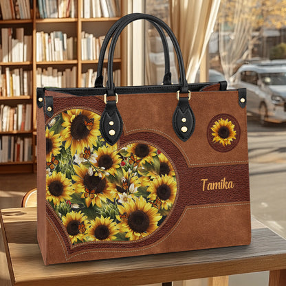 Shineful Leather Bag Personalized Lovely Sunflower