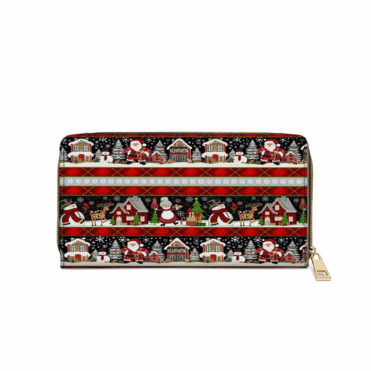 Glänzende Clutch aus Leder mit Trageriemen und Santas magischem Weihnachtsmann-Motiv