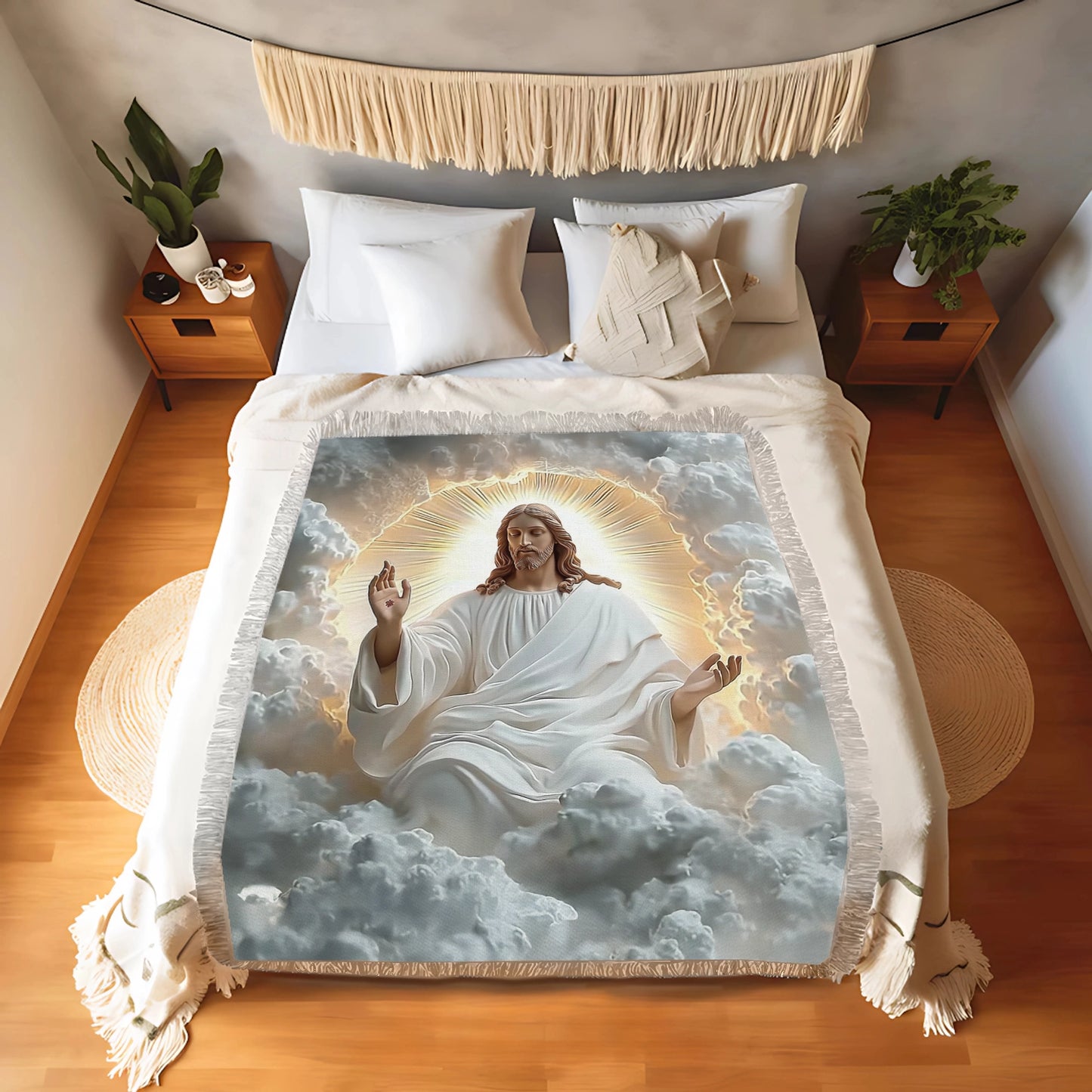 Shineful Woven Tapestry Throw Blanket Divine Light of Peace