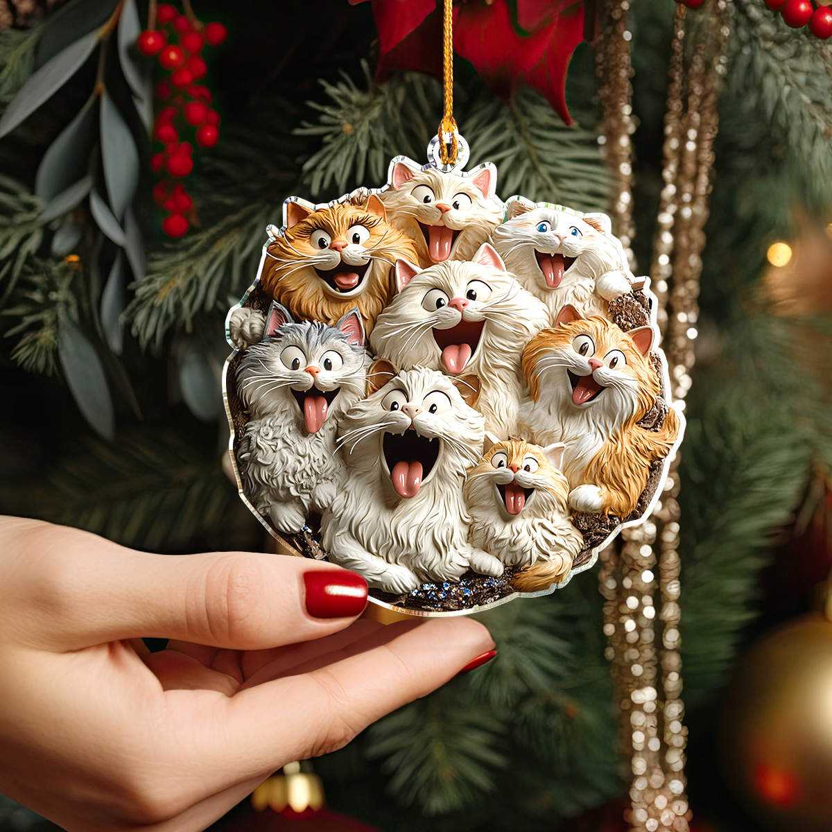 Shineful 2D Acrylic Ornament Crazy Cat Crew Holiday