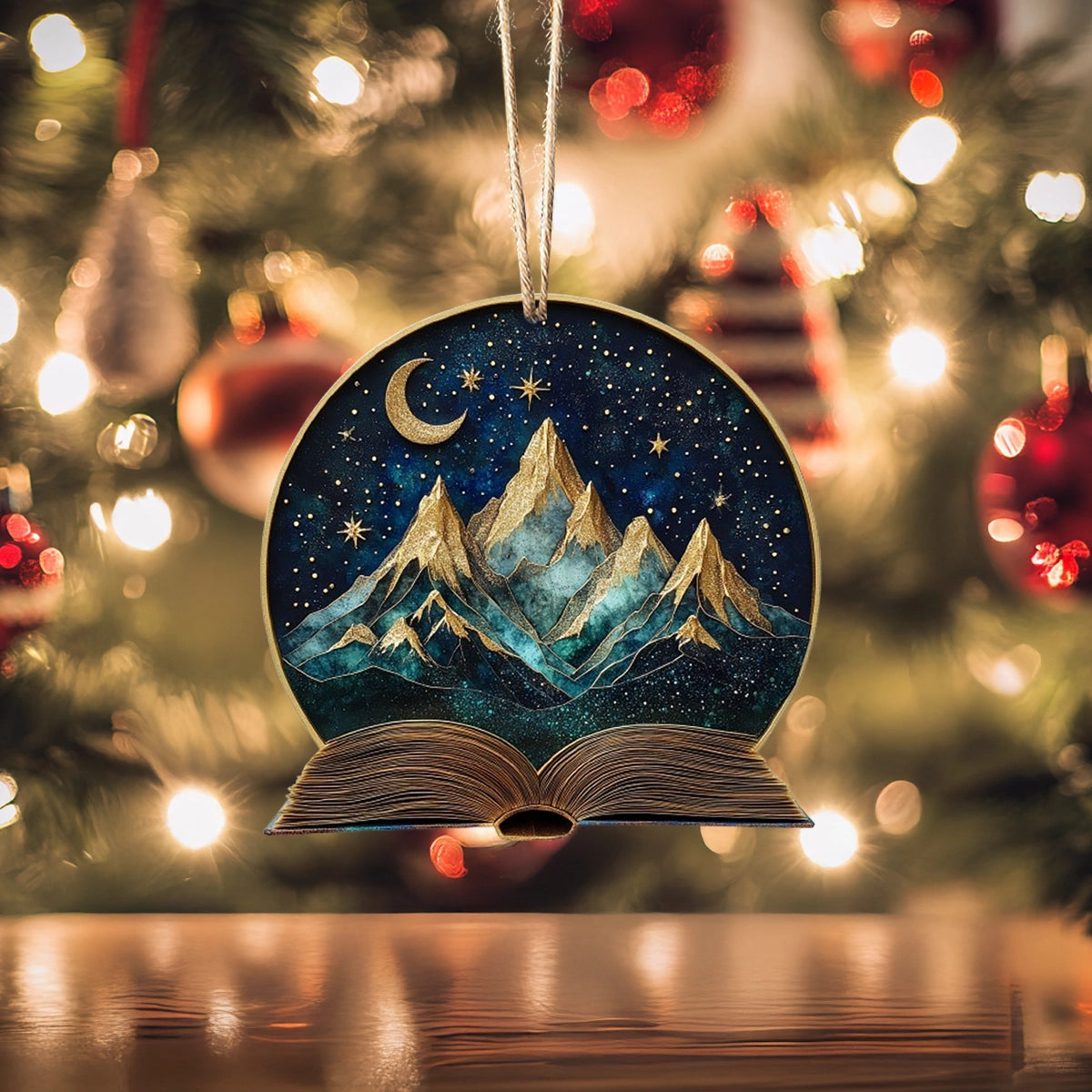 Glänzendes Acryl-Ornament „Storybook Peaks at Midnight“