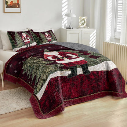 Shineful All Season Quilt 3-Piece Set Festive Santa Forest