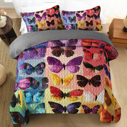 Shineful All Season Quilt 3-Piece Set - Butterfly Symphony