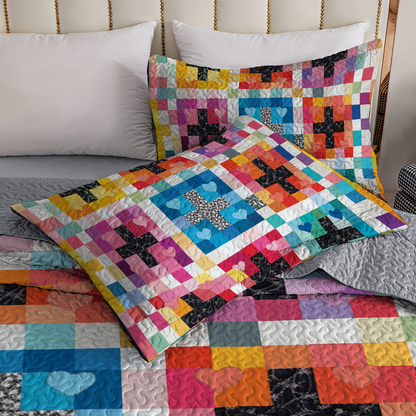 Shineful All Season Quilt 3-Piece Set - Divine Cross of Love