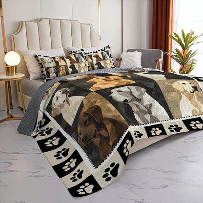 Shineful All Season Quilt 3-Piece Set Labrador Pawtrait Patchwork