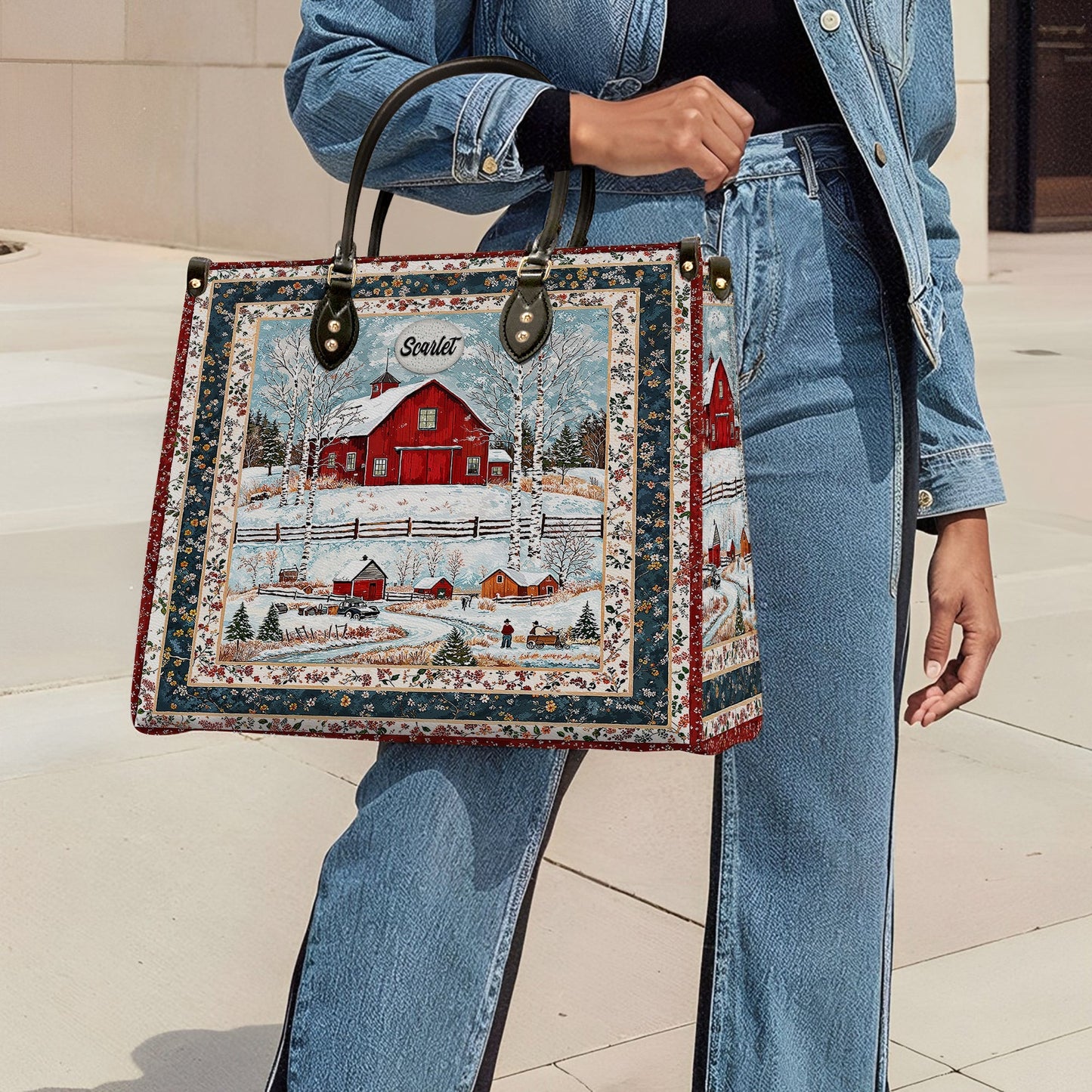 Shineful Leather Bag Red Barn Christmas