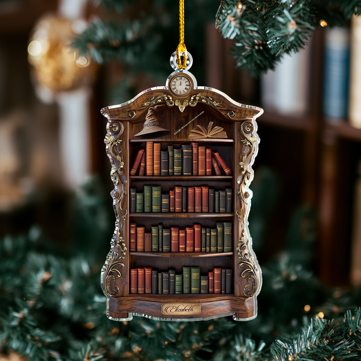 Shineful Personalisierte 2D Acryl Ornament Mystische Zauberer Bücherregal 