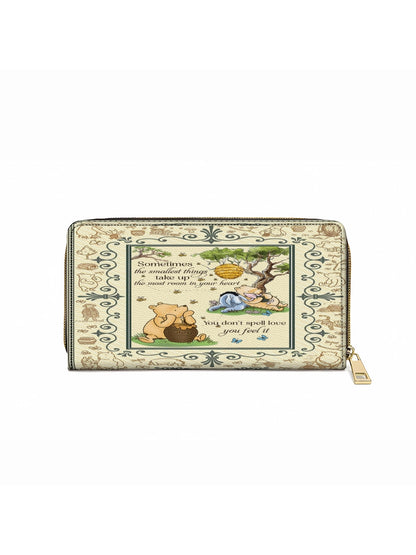 Shineful Leather Clutch Purse With Wristlet Strap Handle Winnie the Pooh Cozy