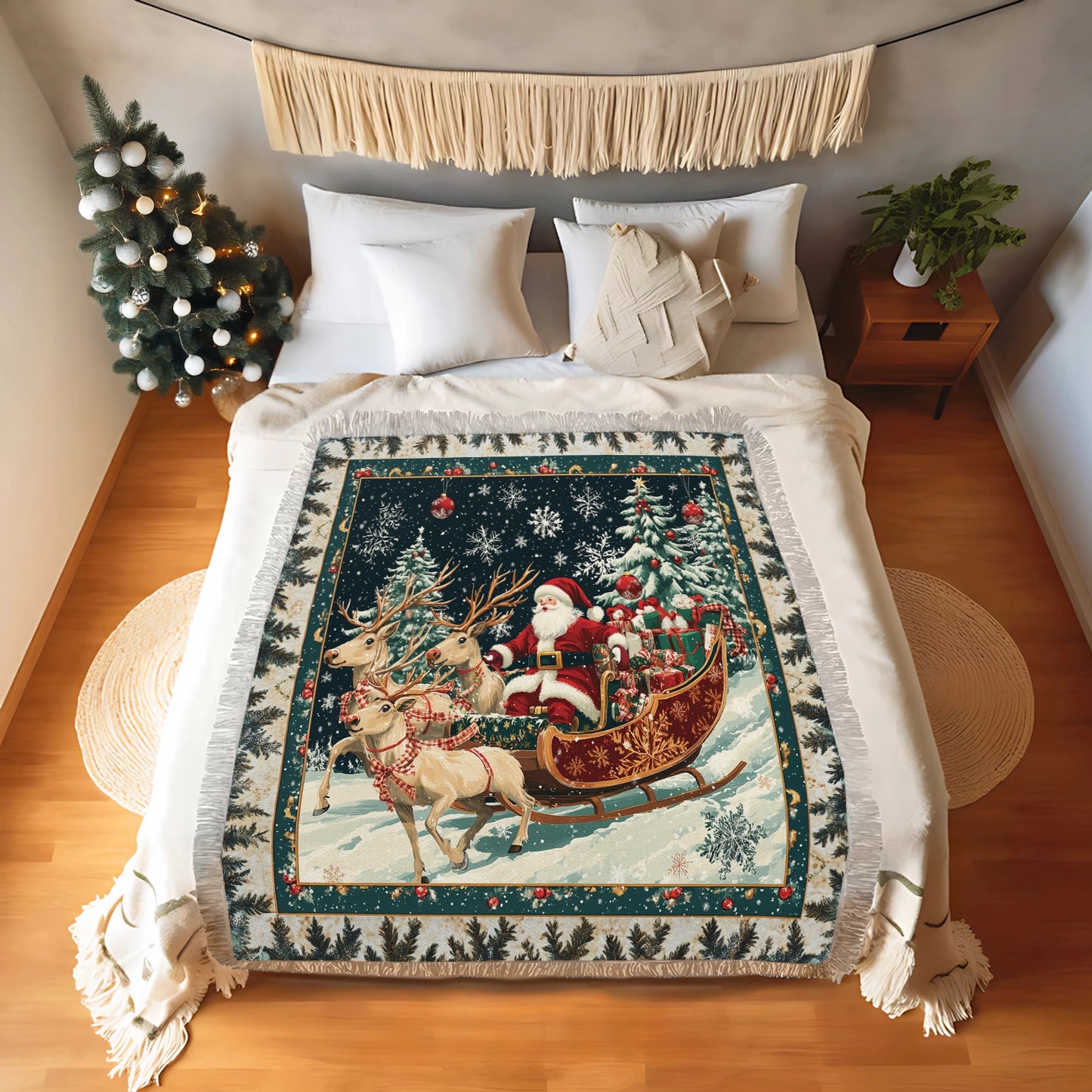 Shineful Woven Tapestry Throw Blanket - Christmas Sleigh Ride