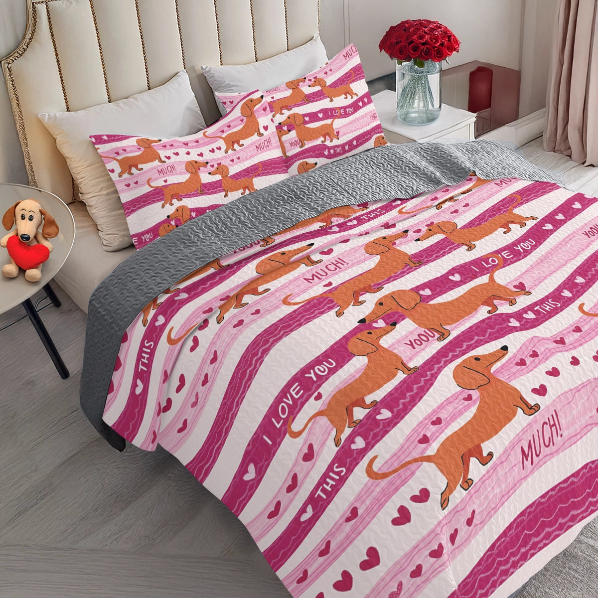 Shineful All Season Quilt 3-Piece Set Puppy Love Forever