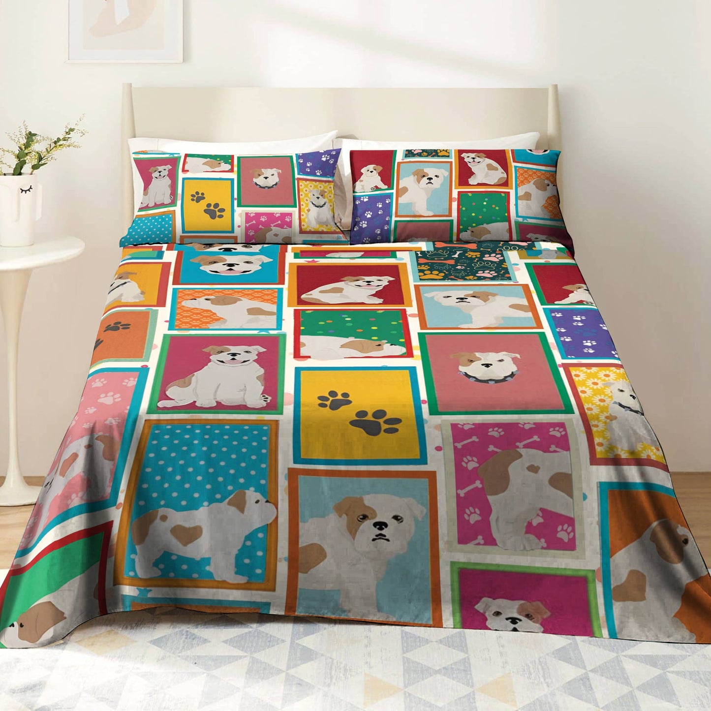 Ensemble de draps Shineful 4 pièces Bulldogs colorés