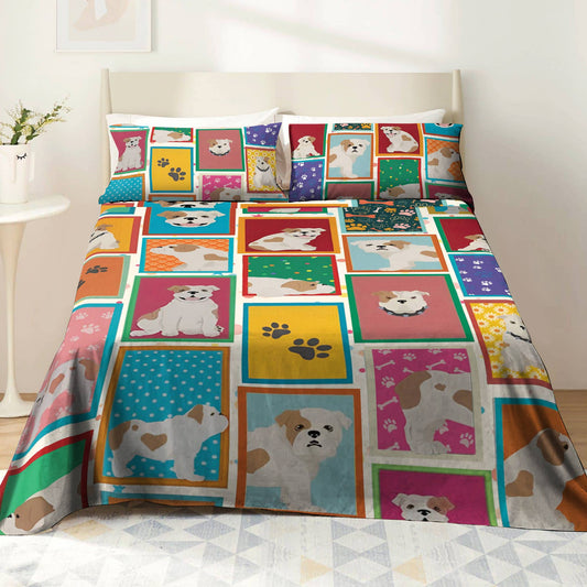 Shineful 4-Piece Bed Sheet Set Colorful Bulldogs