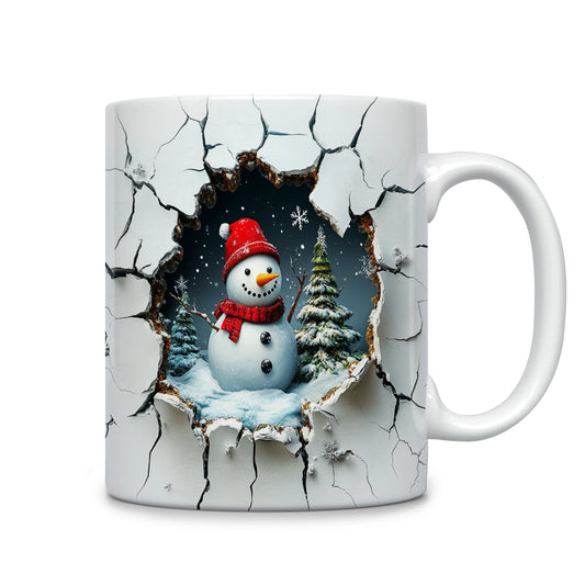 Tasse en céramique brillante Bonhomme de neige joyeux