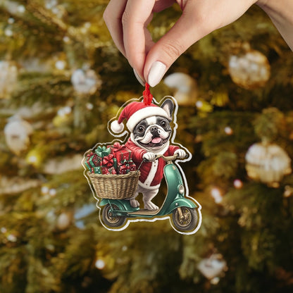 Shineful Acrylic Ornament Scooter Santa Frenchie