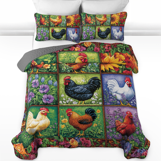 Ensemble de courtepointe toutes saisons Shineful 3 pièces Cluck 'n' Cozy