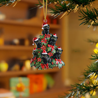 Shineful 2D Acrylic Ornament Holly Berry Christmas Black Cats