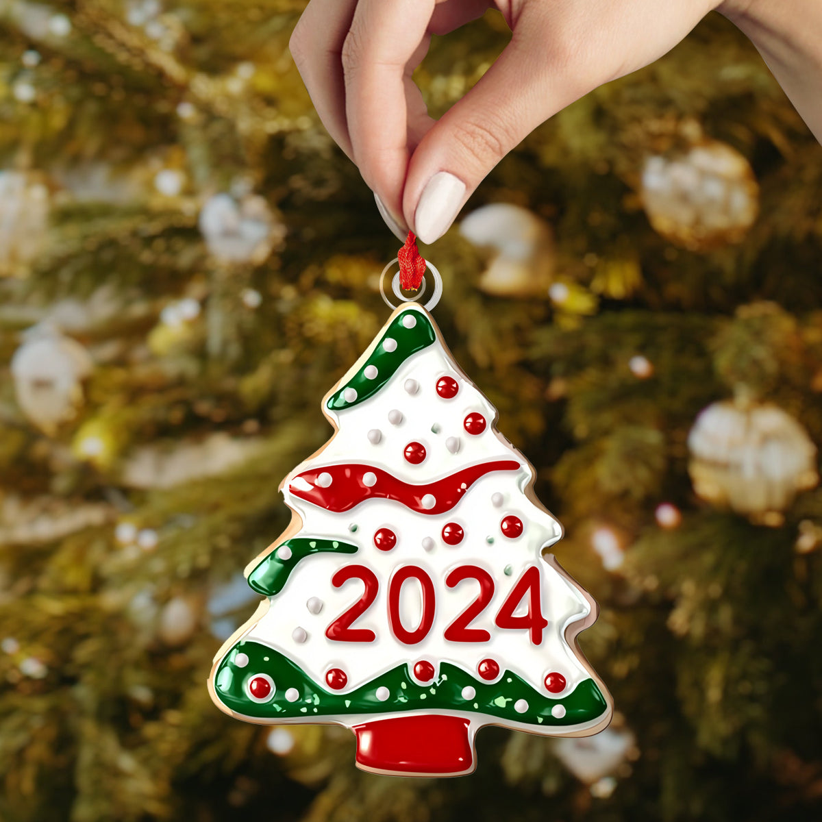 Ornement personnalisé en acrylique 2D Shineful - Arbre de Noël 2024