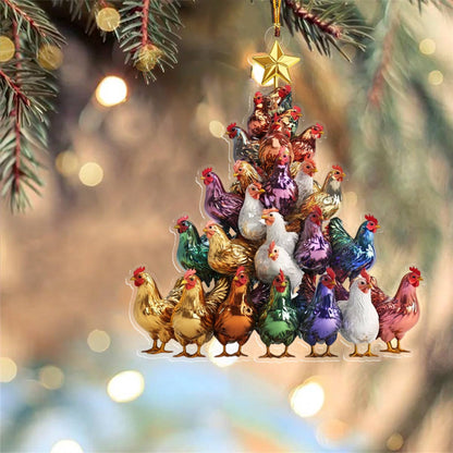 Shineful 2D Acrylic Ornament Amazing Colorful Chickens Christmas