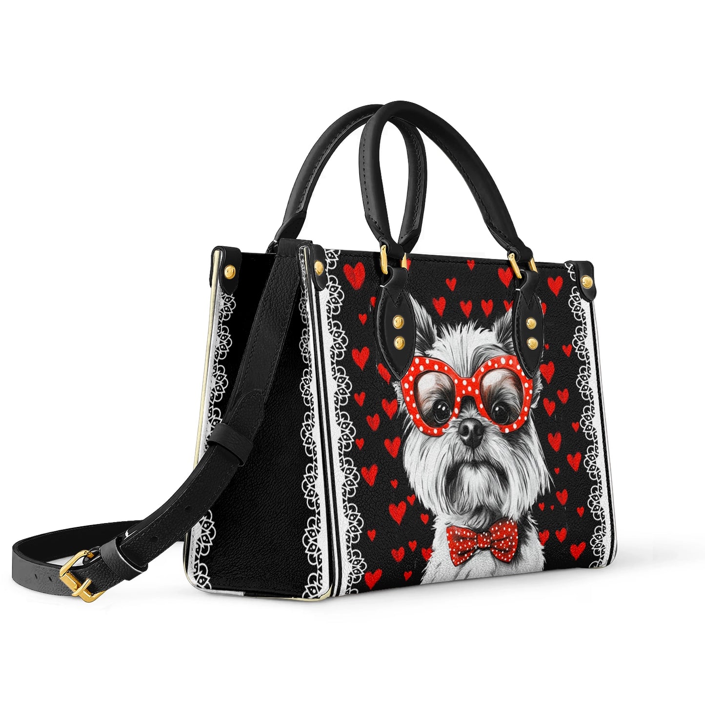 Shineful Leather Bag Yorkie Heart & Paws Love