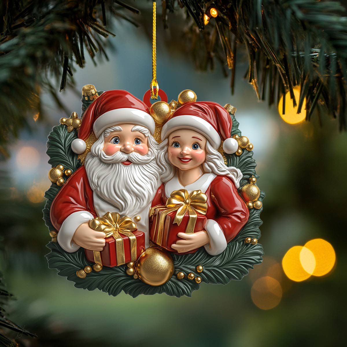 Shineful 2D Acrylic Ornament Jolly Claus Couple