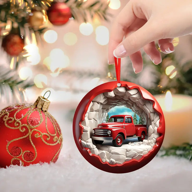 Shineful 2D Acrylic Ornament - Pack Discount Red Trucks Christmas