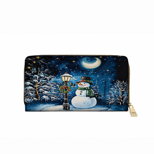 Shineful Leather Clutch Purse With Wristlet Strap Handle Frosty Night