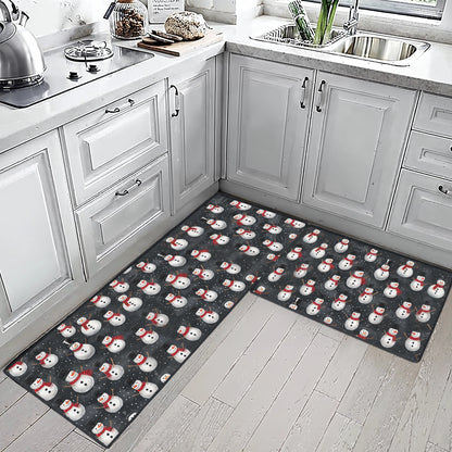 Shineful Ultra-Thin Non Skid Floor Mat, Kitchen Rugs Holiday Hugs Snowman Christmas