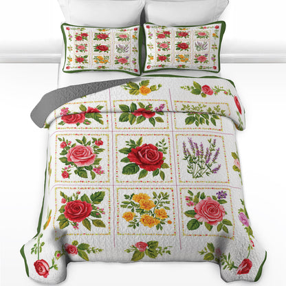 Shineful All Season Quilt 3-Piece Set Rose Garden