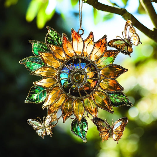 Shineful 2D Acrylic Ornament Radiant Sunflower & Butterfly