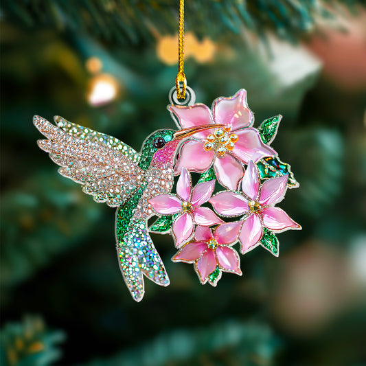 Shineful 2D Acrylic Ornament Floral Hummingbird