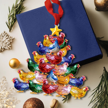 Shineful 2D Acrylic Ornament Cheerful Chicken Christmas Tree