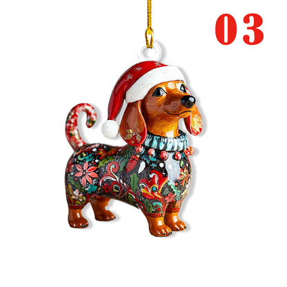 Shineful 2D Acrylic Ornament - Festive Dachshund Colllection