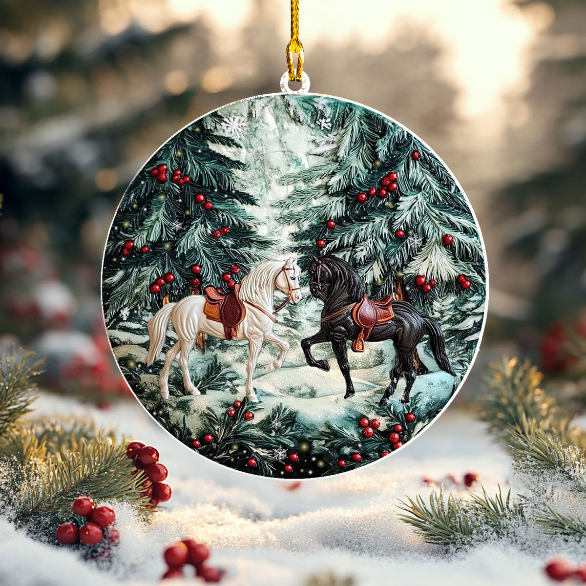 Shineful 2D Acrylic Ornament - Enchanted Winter Horses