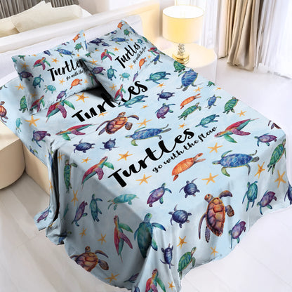 Shineful 4-Piece Bed Sheet Set - Sea Turtle Go With The Flow