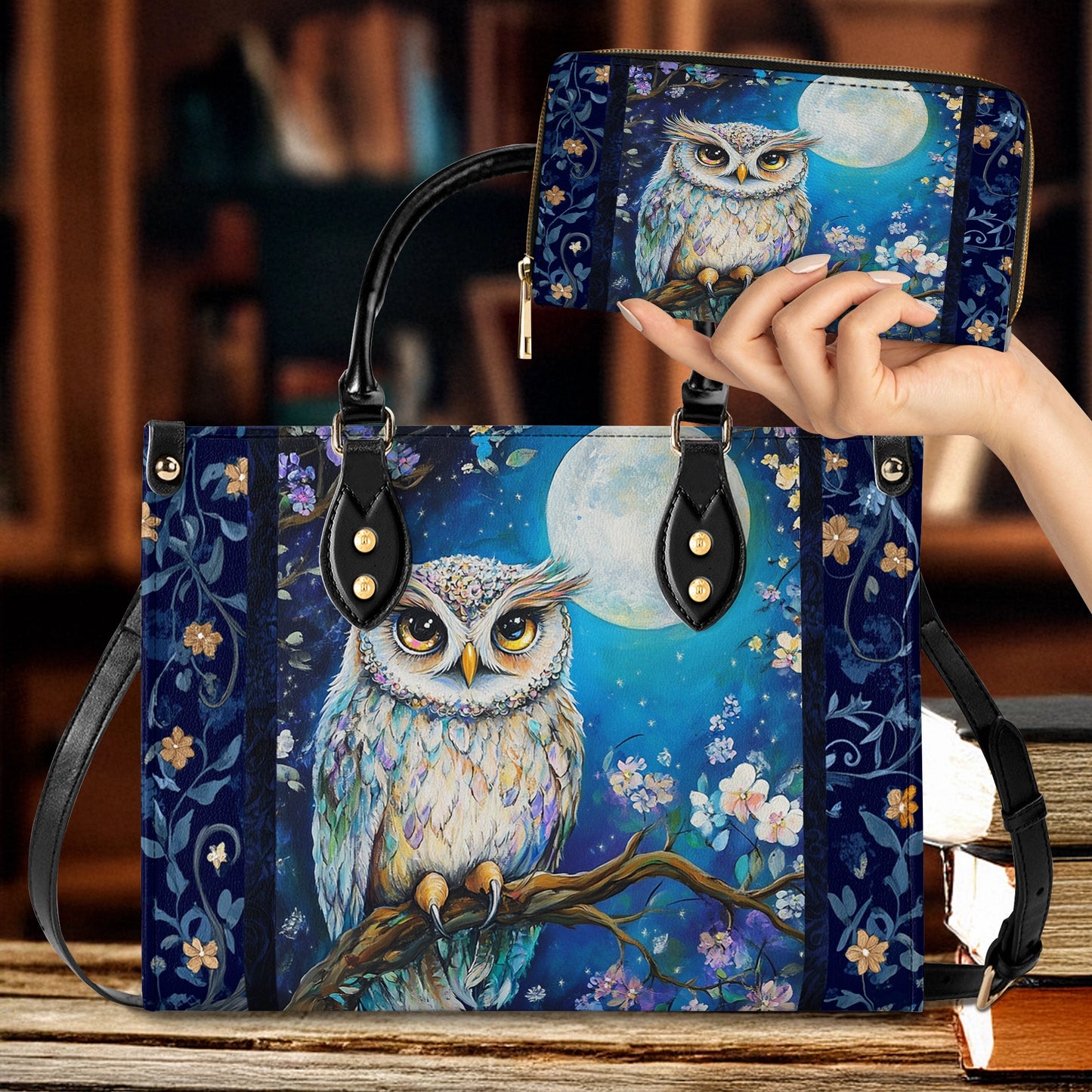 Shineful Leather Bag Moonlit Wisdom Owl