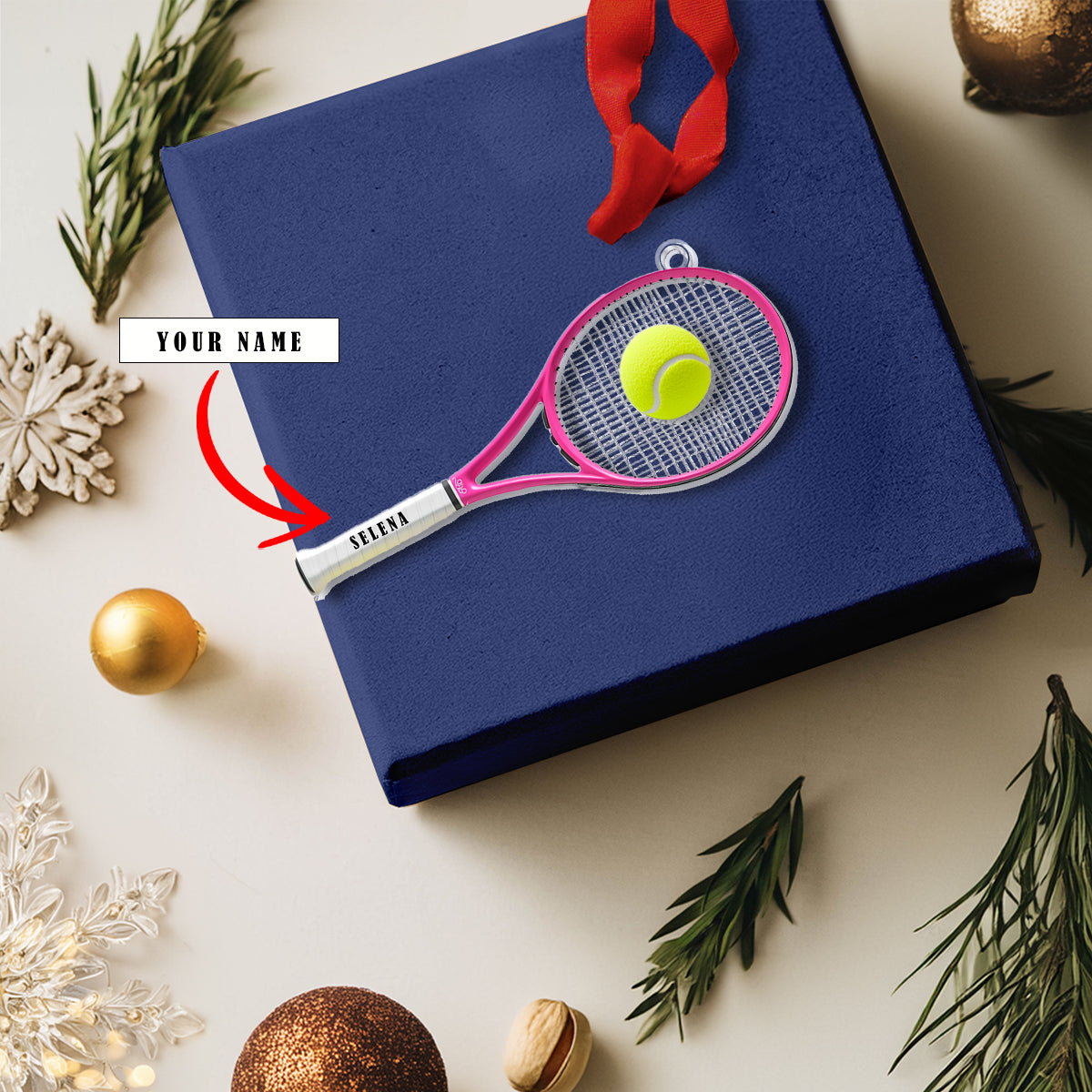 Shineful 2D Acrylic Ornament Personalized Tennis Racket And Ball