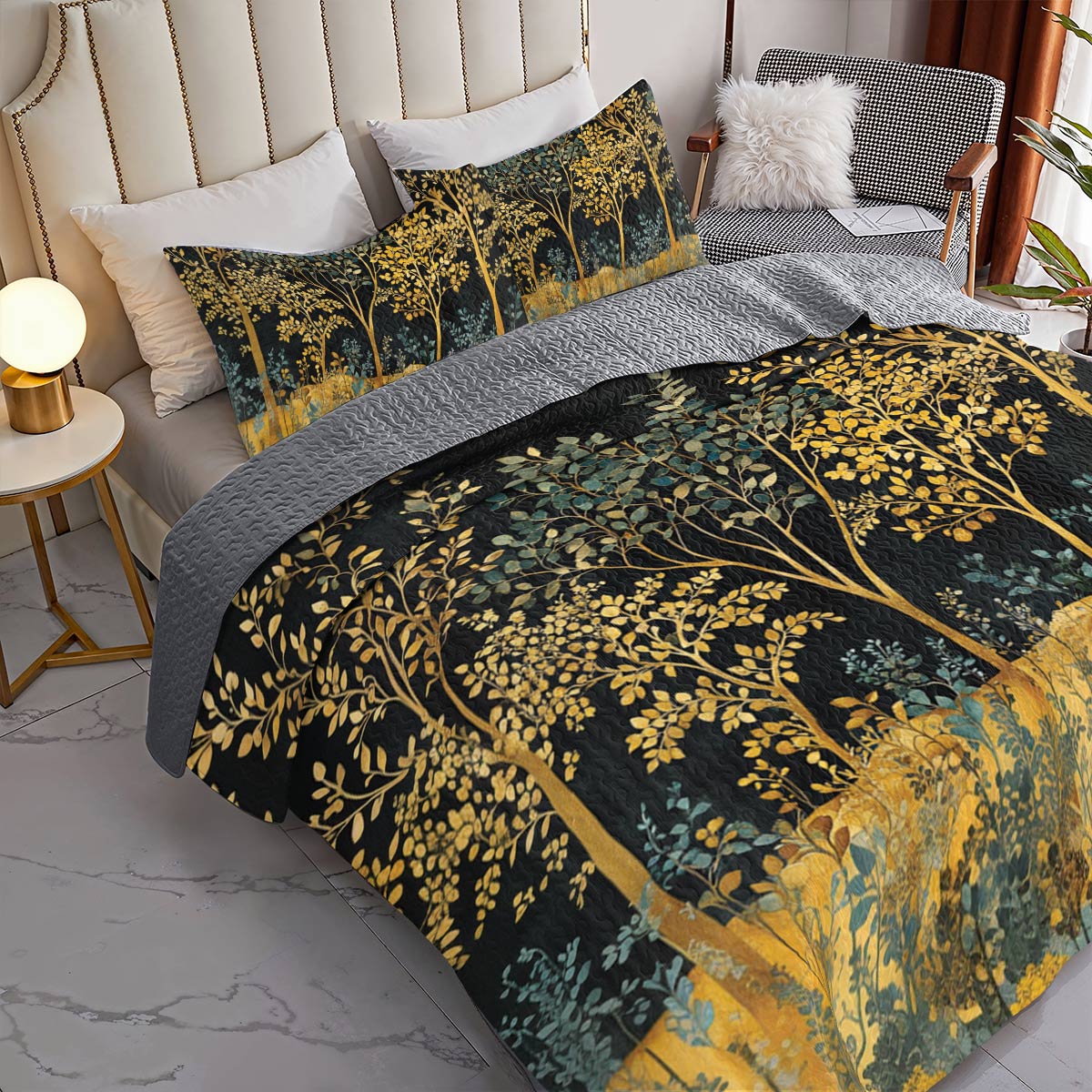 Shineful All Season Quilt 3-Piece Set Golden Forest