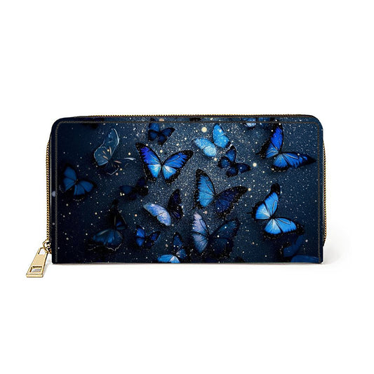 Shineful Leather Clutch Purse With Wristlet Strap Handle Dreamy Butterfly