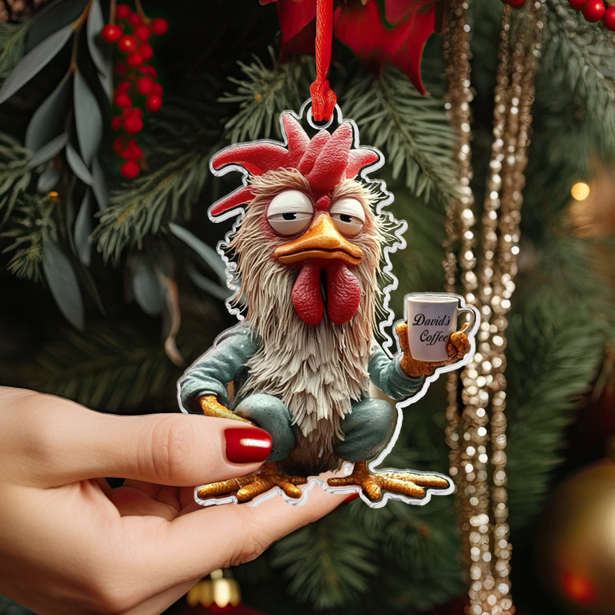 Shineful Personalized 2D Acrylic Ornament - Grumpy Rooster