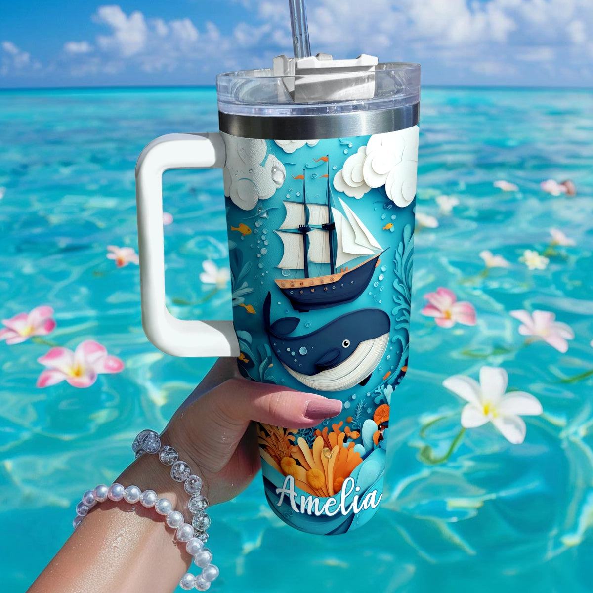 Shineful Glossy Tumbler Personalized Sailing Nautical Voyage