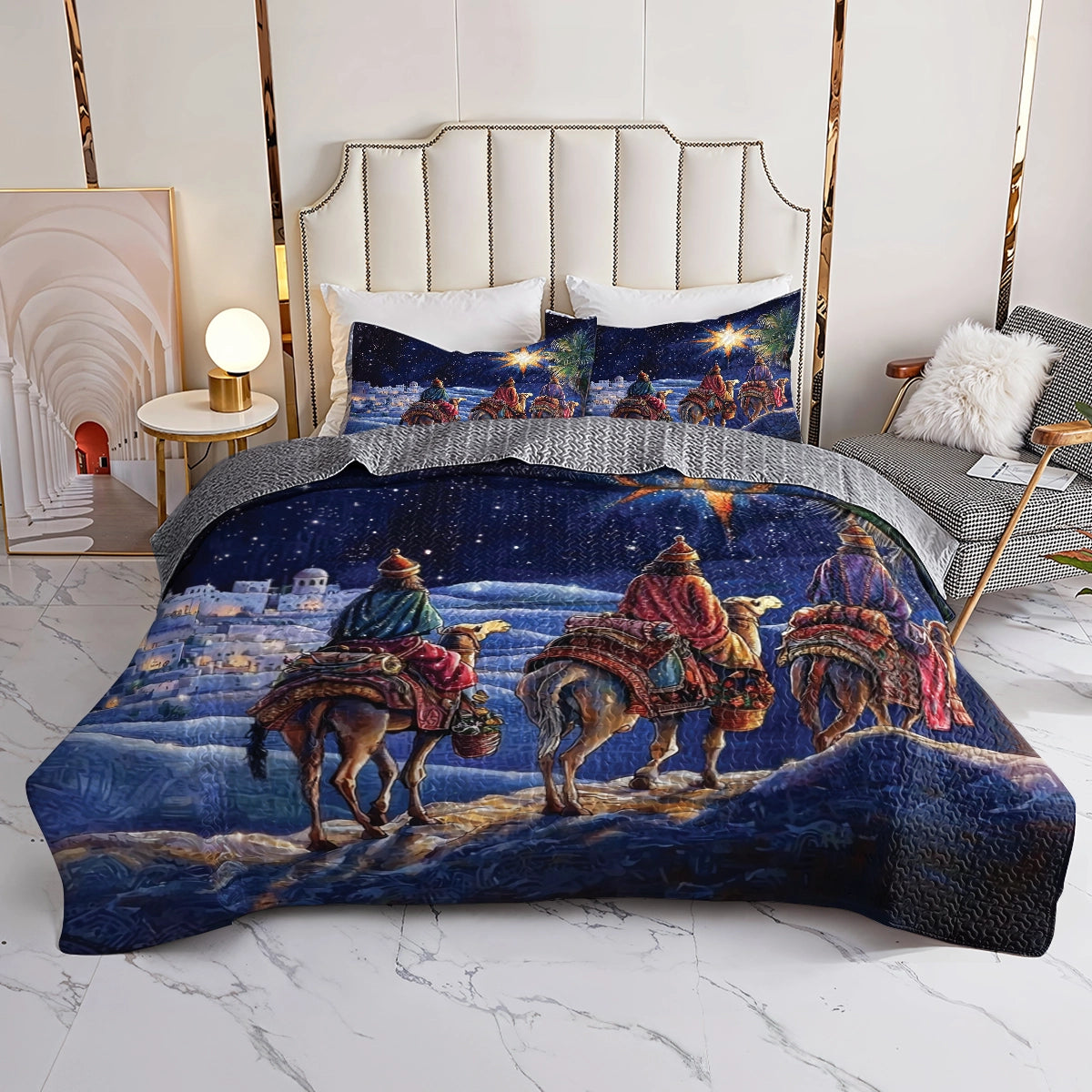 Shineful All Season Quilt 3-Piece Set Journey Of Three Kings To Bethlehem