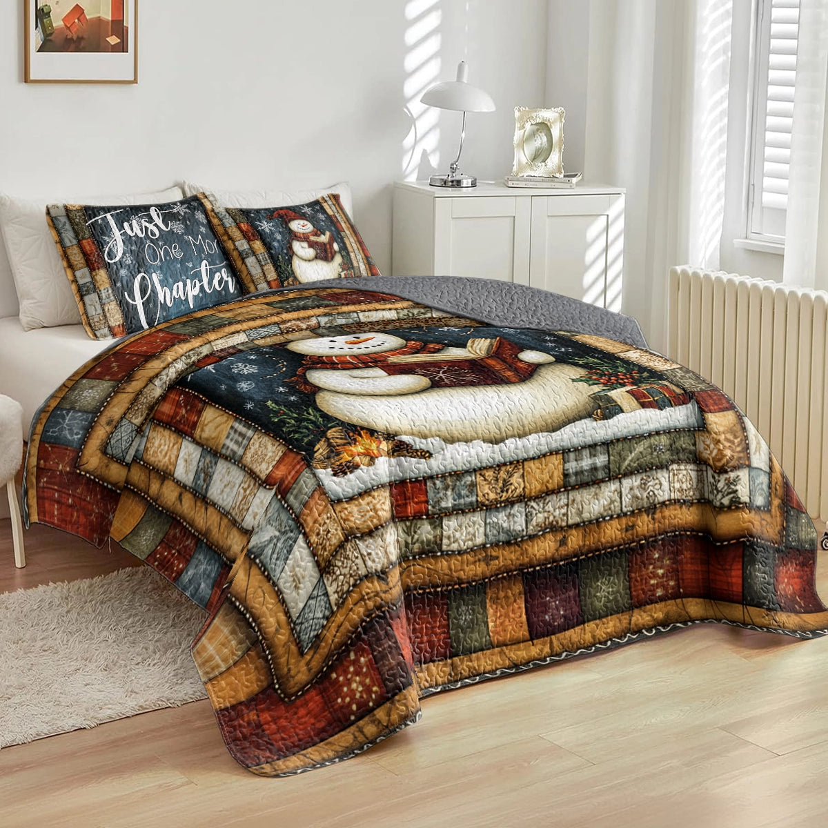 Shineful All Season Quilt 3-Piece Set Snowy Bookworm